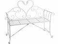 Panchine in metallo bianco con schienale sagomato con cigni ideale, cm 129 x 58 x 96 H