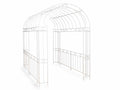 Gazebi in metallo bianco con struttura decorata sui lati e tetto ad arco, m 1,8 x 2,8 x 2,55 H