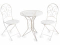Tavolo e sedie da giardino in metallo traforato bianco, ideali per allestimento, Tavolo: Ø 60 cm x 70 H