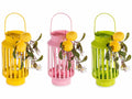 Lanterne con porta candela in vetro e metallo colorato, con rametto di limoni, set da 3 pezzi