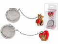 Infusori in acciaio inox alimentare con orsetto con cuore in resina, set da 4 pezzi, Orsetto: cm 2,5 x 2 x 3 H