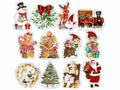 Decorazioni magnetiche a calamita in metallo con soggetti natalizi, set da 12 pezzi, cm 6 x 10 H