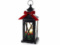 Lanterne di Natale in metallo con fiocco in velluto, ghirlanda con bacche rosse, cm14x14x35H (con gancio38,5)