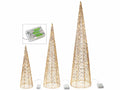 Alberi natalizi in metallo con luci LED bianco caldo, ideali come luminaria, Grande: Ø 20 cm x 80 H