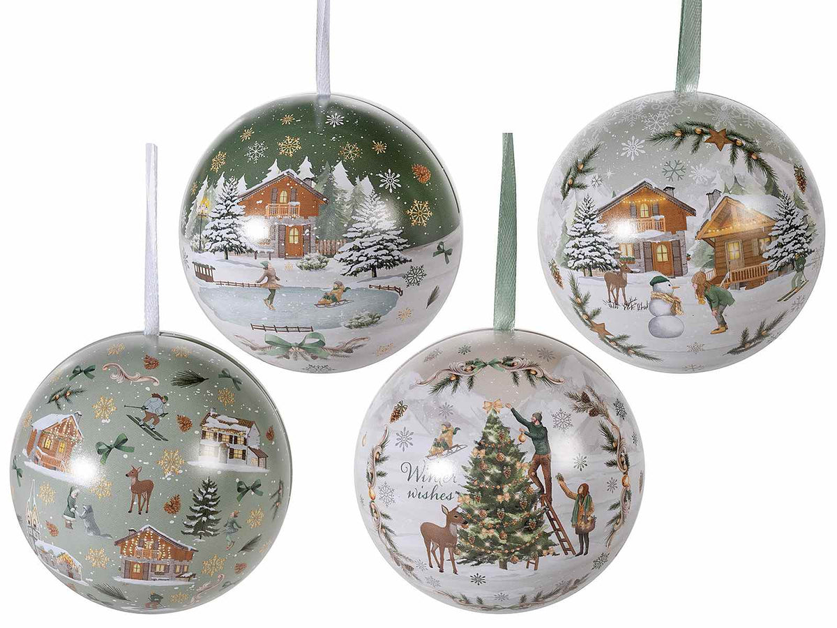 Set di 8 palline regalo di Natale in metallo alimentari apribili da appendere. Perfette per confezionare dolci, biscotti e piccoli regali, ideali per pasticcerie e idee regalo…