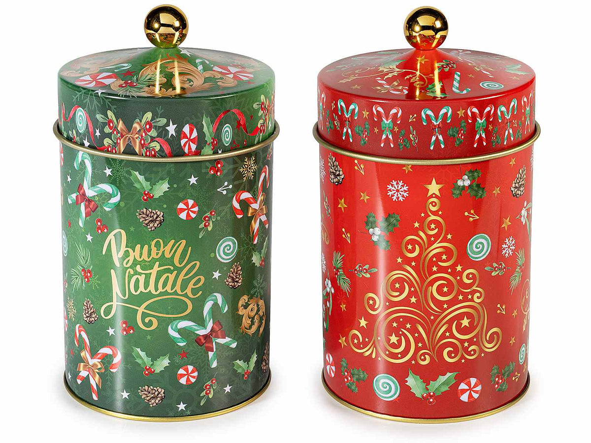 Set di 4 barattoli in metallo con coperchio, 10x10x18,5 cm – Natale