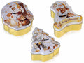 Scatole natalizie sagomate in metallo adatto al contatto alimentare e coperchio, set da 6 pezzi, cm 16 x 18 x 6,5 H