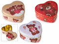 Scatole a forma di cuore in metallo alimentare con design orsetti e coperchio, set da 9 pezzi, cm 12 x 11 x 4,5 H