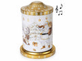 Scatole in metallo adatte al contatto alimentare con stampa natalizia, carillon, set da 2 pezzi, Ø 11,5 cm x 16,5 H