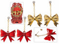 Set di 12 paia di orecchini pendenti in metallo smaltato con fiocco – Natale