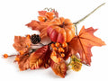 Rami decorativi con zucca, ghiande, foglie e bacche artificiali, set da 6 pezzi, cm 19 H (con gambo 31)