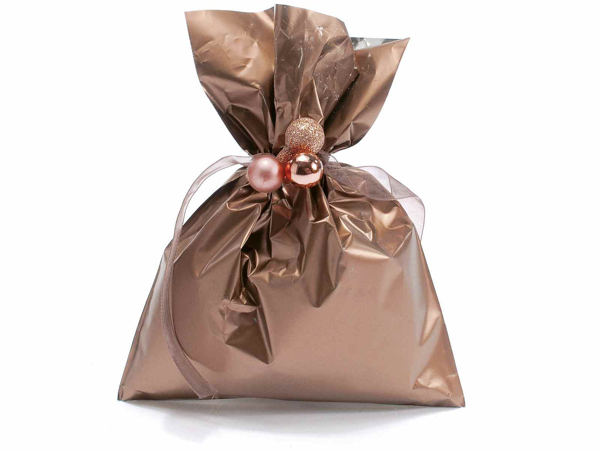 Busta a sacchetto regalo metallizzata bronzo opaco. Ideale per confezioni, set da 100 pezzi, cm 15 x 20 H