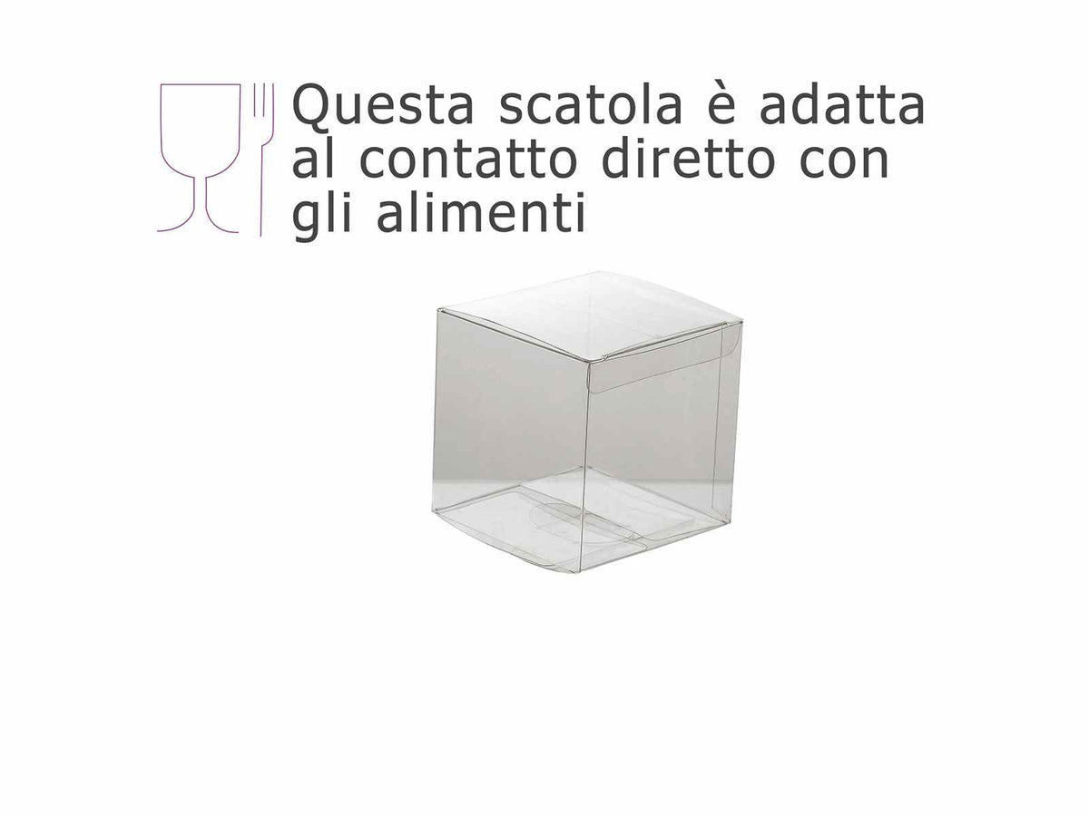 Scatole a cubo trasparenti in PET - uso alimentare, set da 40 pezzi, cm 5 x 5 x 5 H