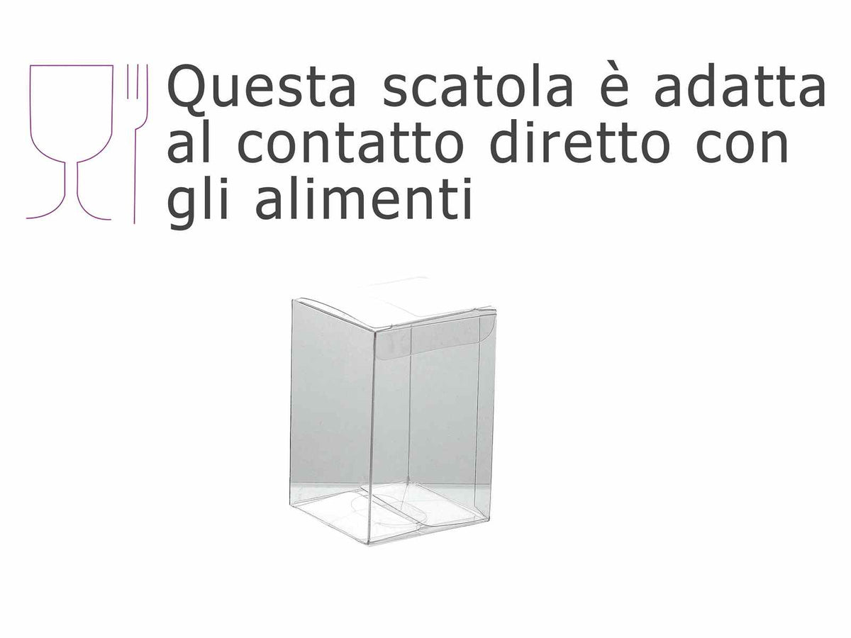 Scatole rettangolari trasparenti in PET - uso alimentare, set da 40 pezzi, cm 5 x 5 x 7,5 H
