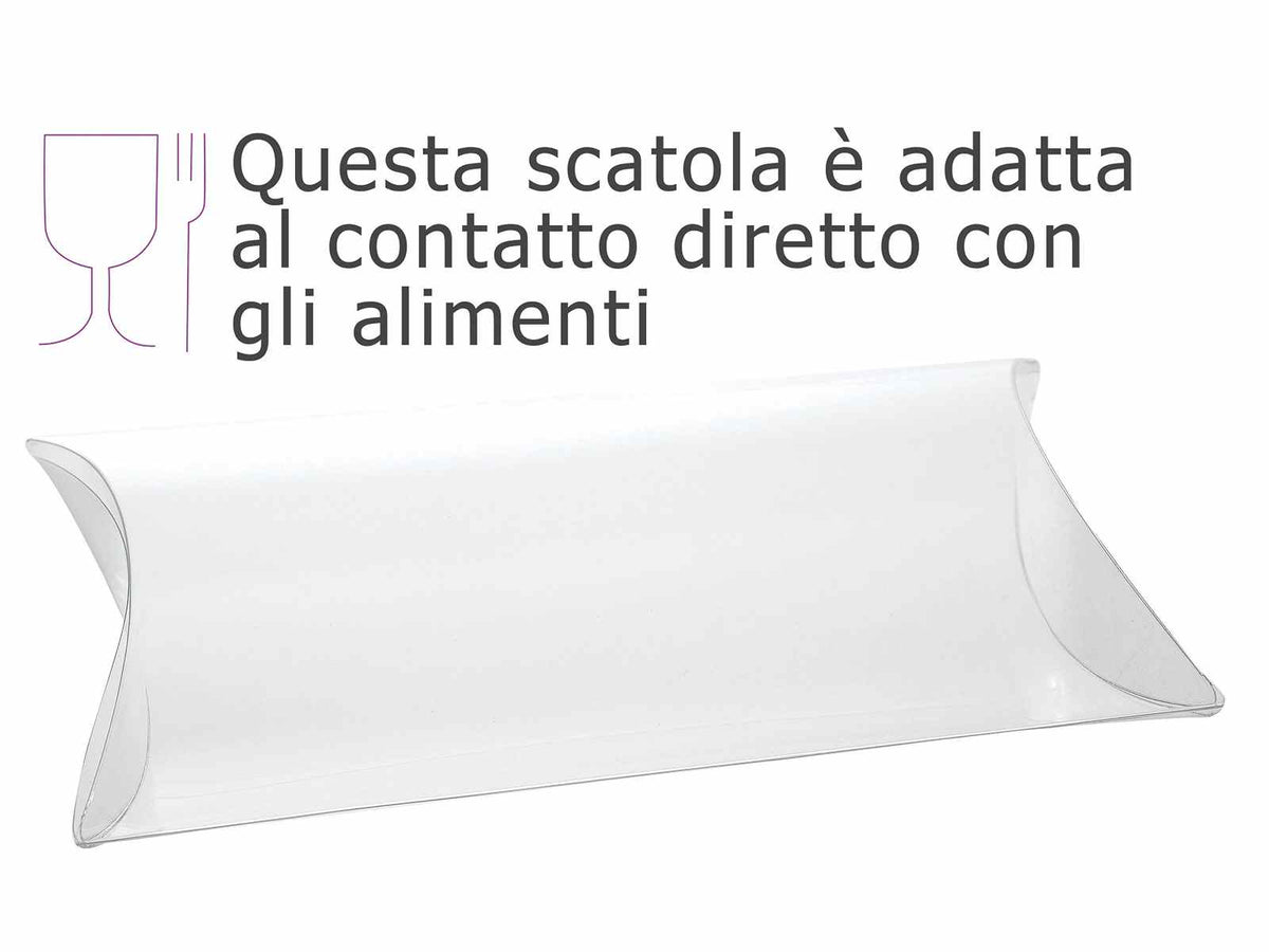 Scatole regalo a cuscino trasparenti in PET - uso alimentare, set da 20 pezzi, cm 22,5 x 3,9 x 14,5 H