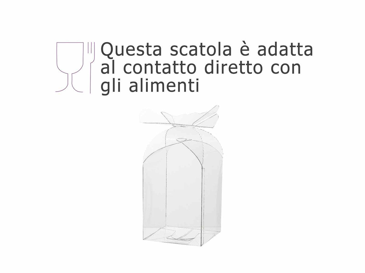 Scatole regalo rettangolari trasparenti in PET - uso alimentare con chiusura, set da 10 pezzi, cm 12,5 x 12,5 x 16 H