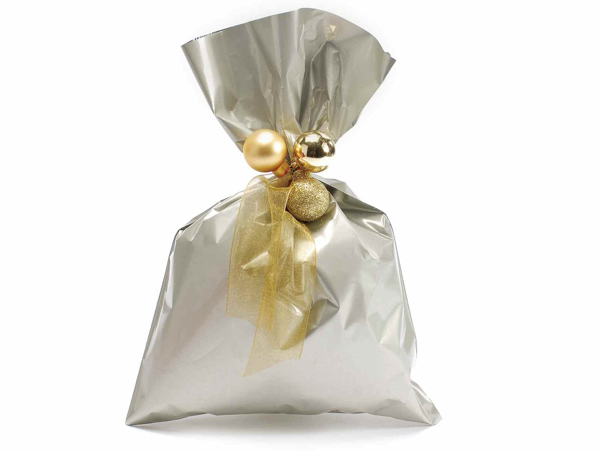 Busta a sacchetto regalo metallizzata champagne opaco. Ideale per confezioni, set da 100 pezzi, cm 20 x 30 H
