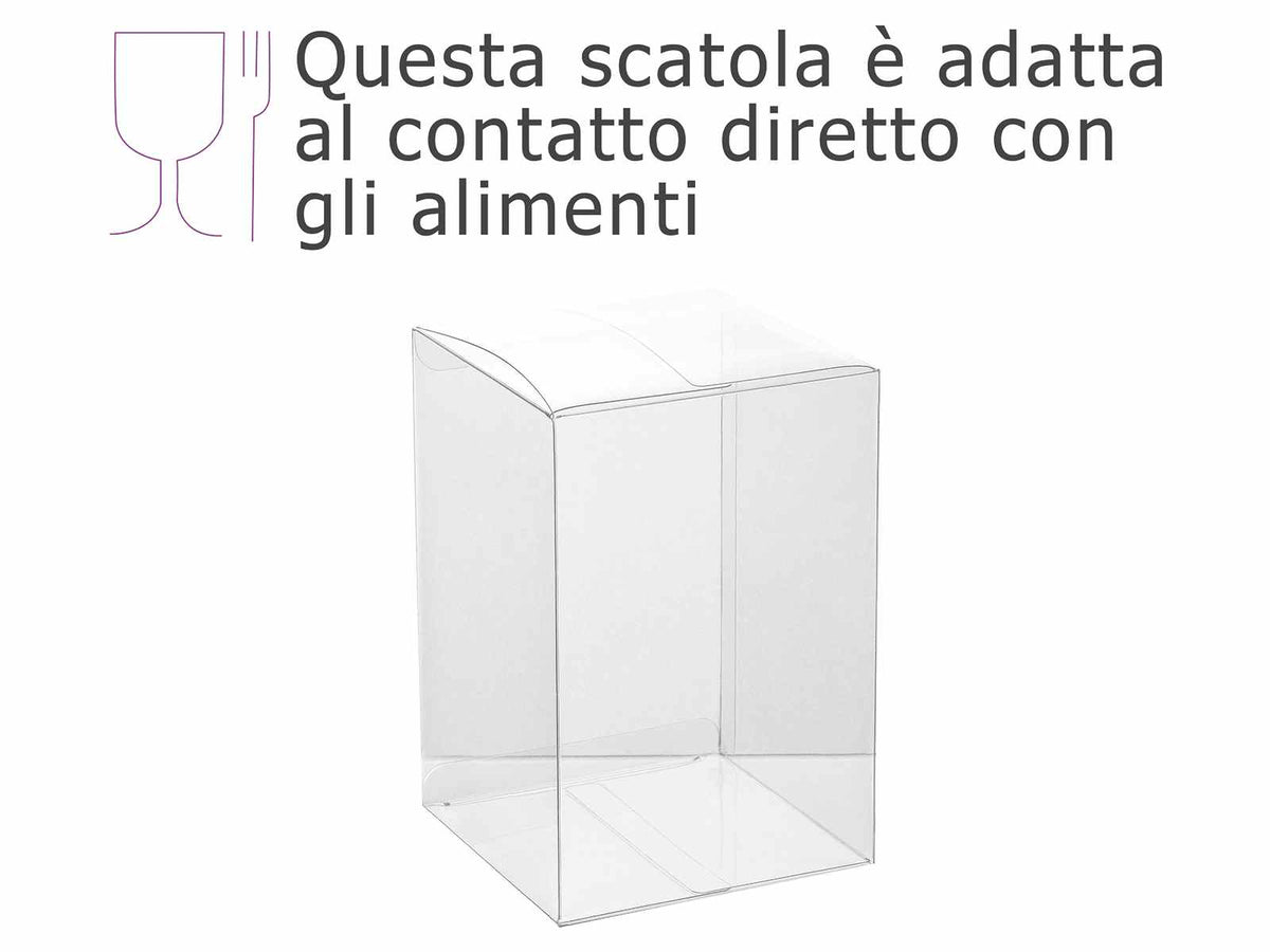 Scatole per confezioni trasparenti in PET - uso alimentare, set da 15 pezzi, cm 10,2 x 10,2 x 15,3 H