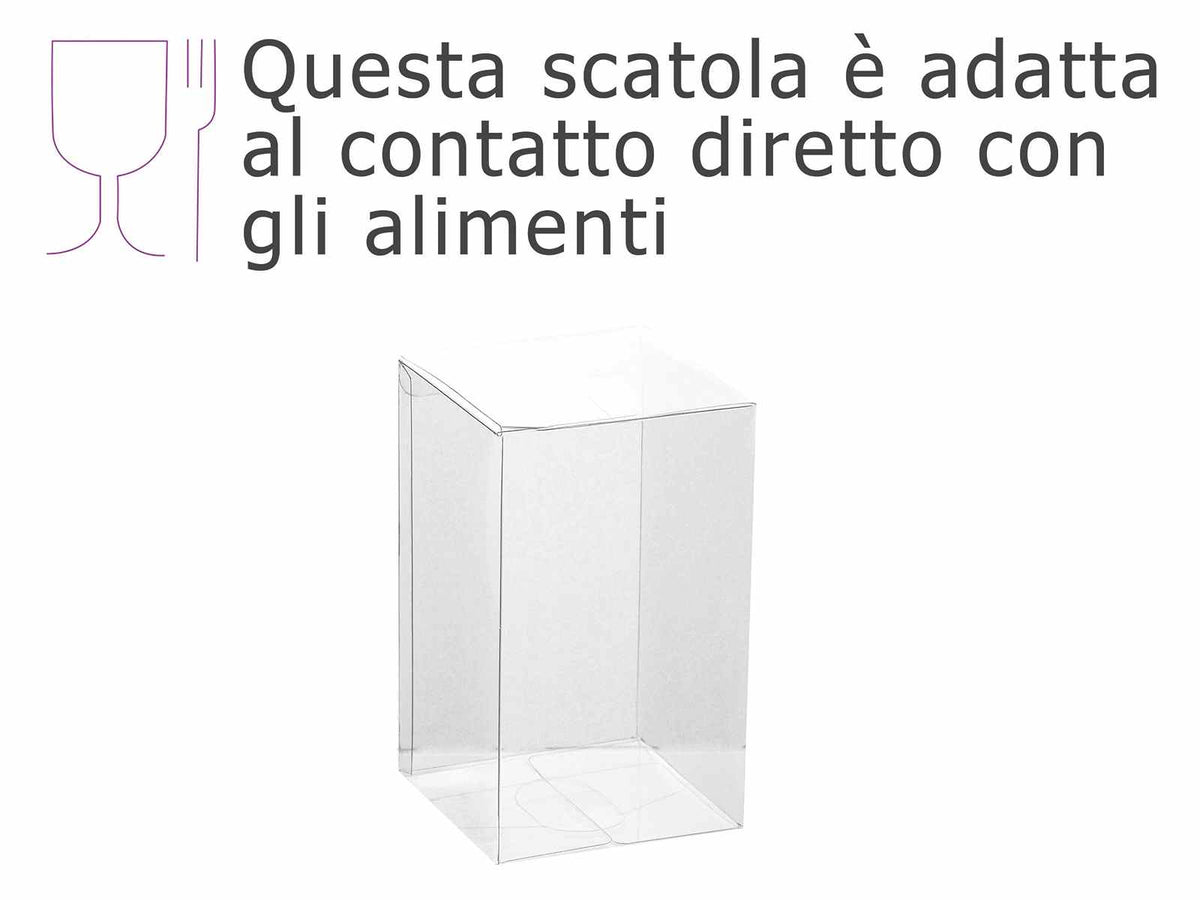 Scatole da regalo rettangolari trasparenti in PET - uso alimentare, set da 30 pezzi, cm 7,5 x 7,5 x 12,7 H