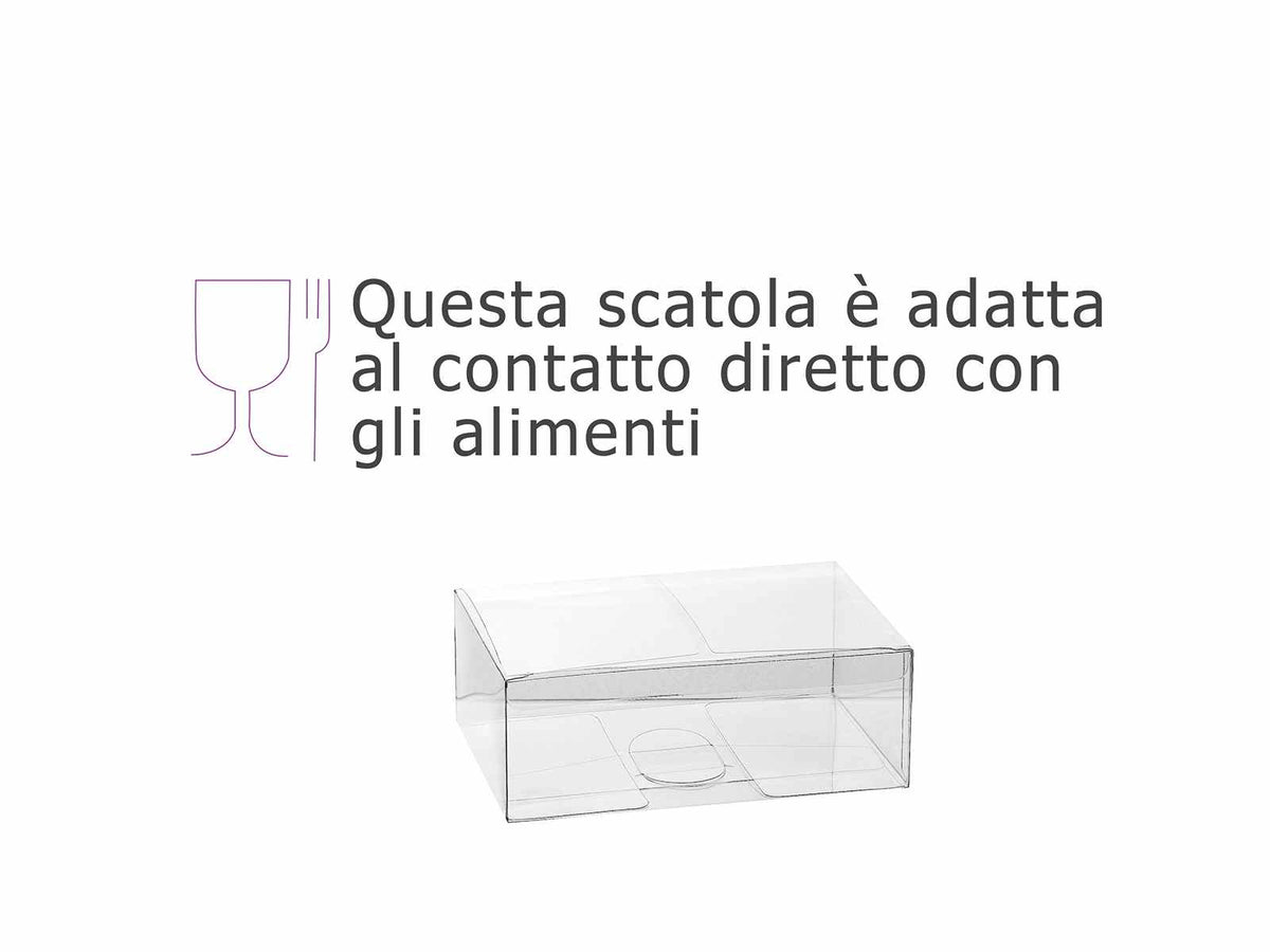 Scatole trasparenti per confezioni in PET - uso alimentare, set da 20 pezzi, cm 14 x 9,5 x 5 H