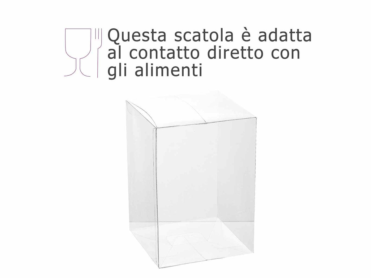 Scatole in PET trasparenti - uso alimentare per confezioni regalo, set da 15 pezzi, cm 12,4 x 12,4 x 17,6 H