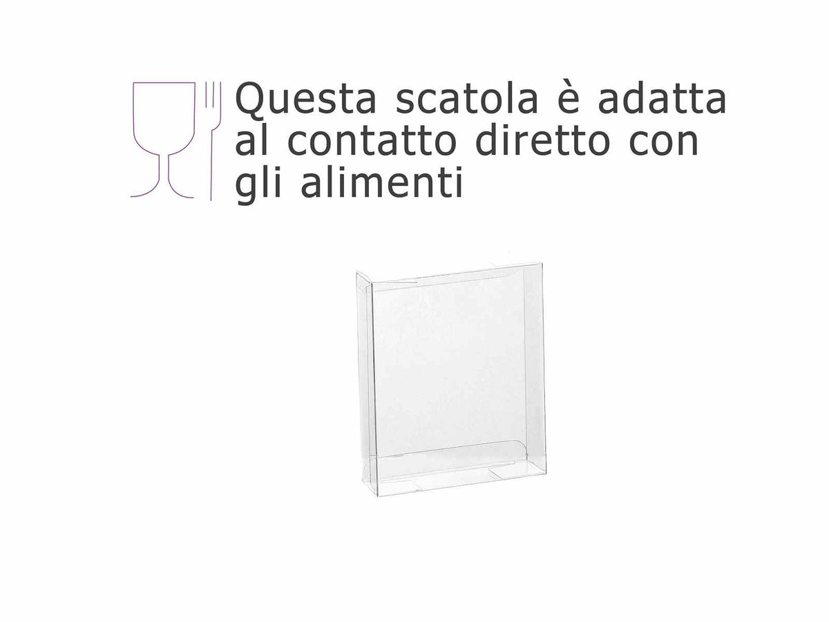 Scatole rettangolari trasparenti in PET - uso alimentare, set da 25 pezzi, cm 9,8 x 2,8 x 11,8 H