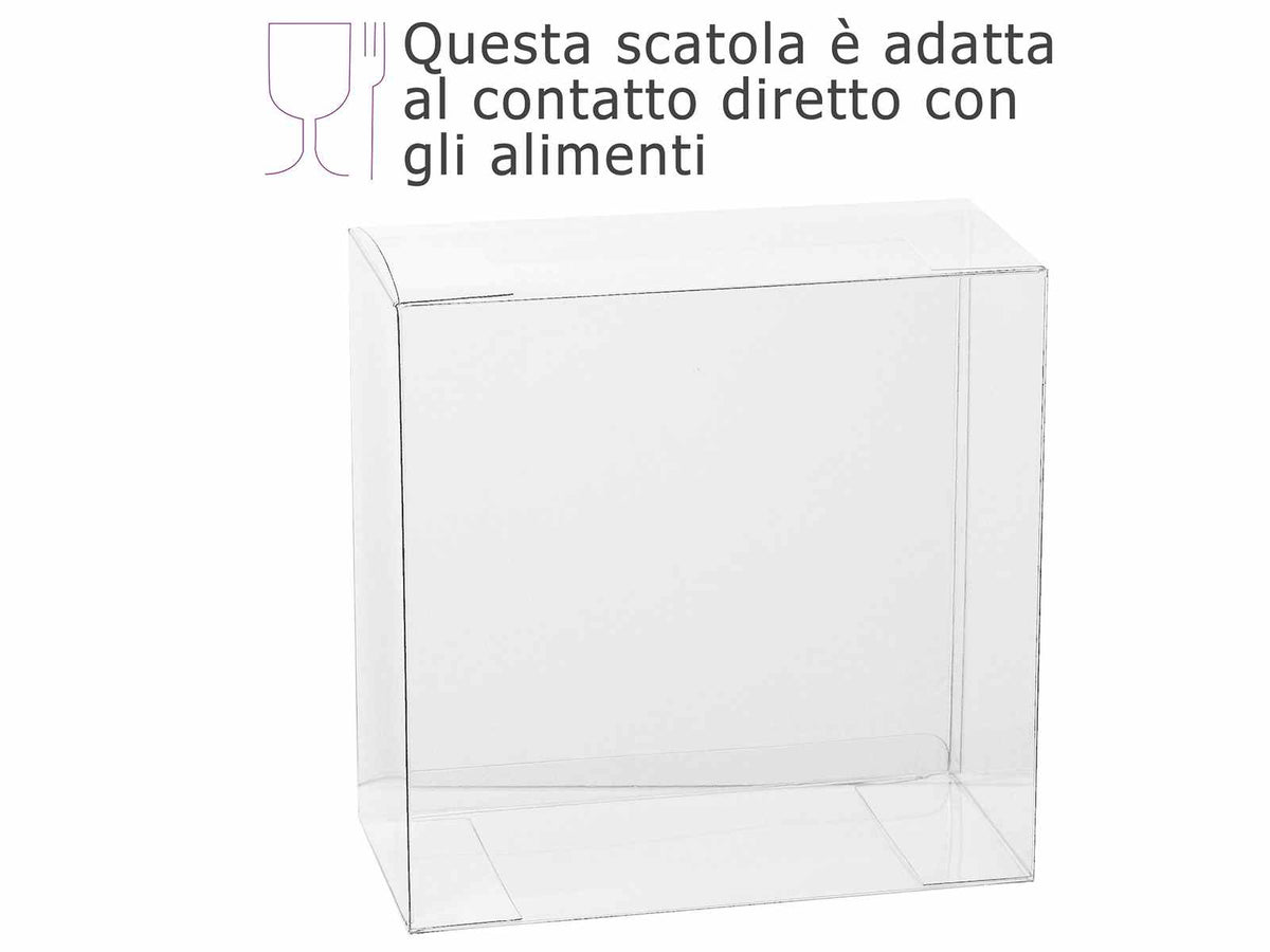 Scatole confezioni quadrate trasparenti in PET - uso alimentare, set da 10 pezzi, cm 16,8 x 8,3 x 16,8 H