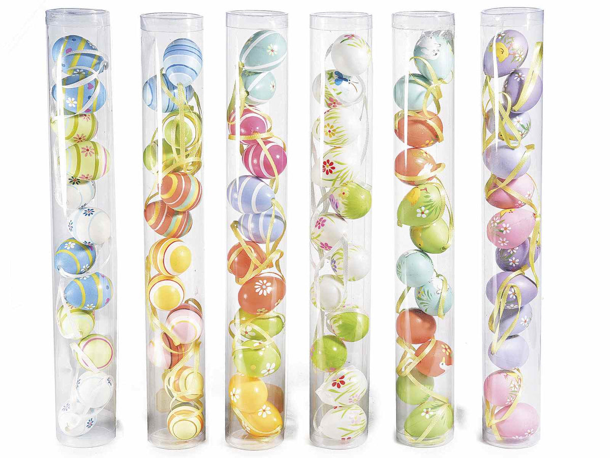 Mini uova di Pasqua in plastica dipinte a mano in tubo da 12 pezzi, set da 6 pezzi, Ø 3 cm x 4 H