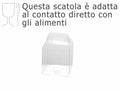 Scatole rettangolari con manico trasparenti in PET - uso alimentare, set da 20 pezzi, cm 10x10x10H (con manici14,5)