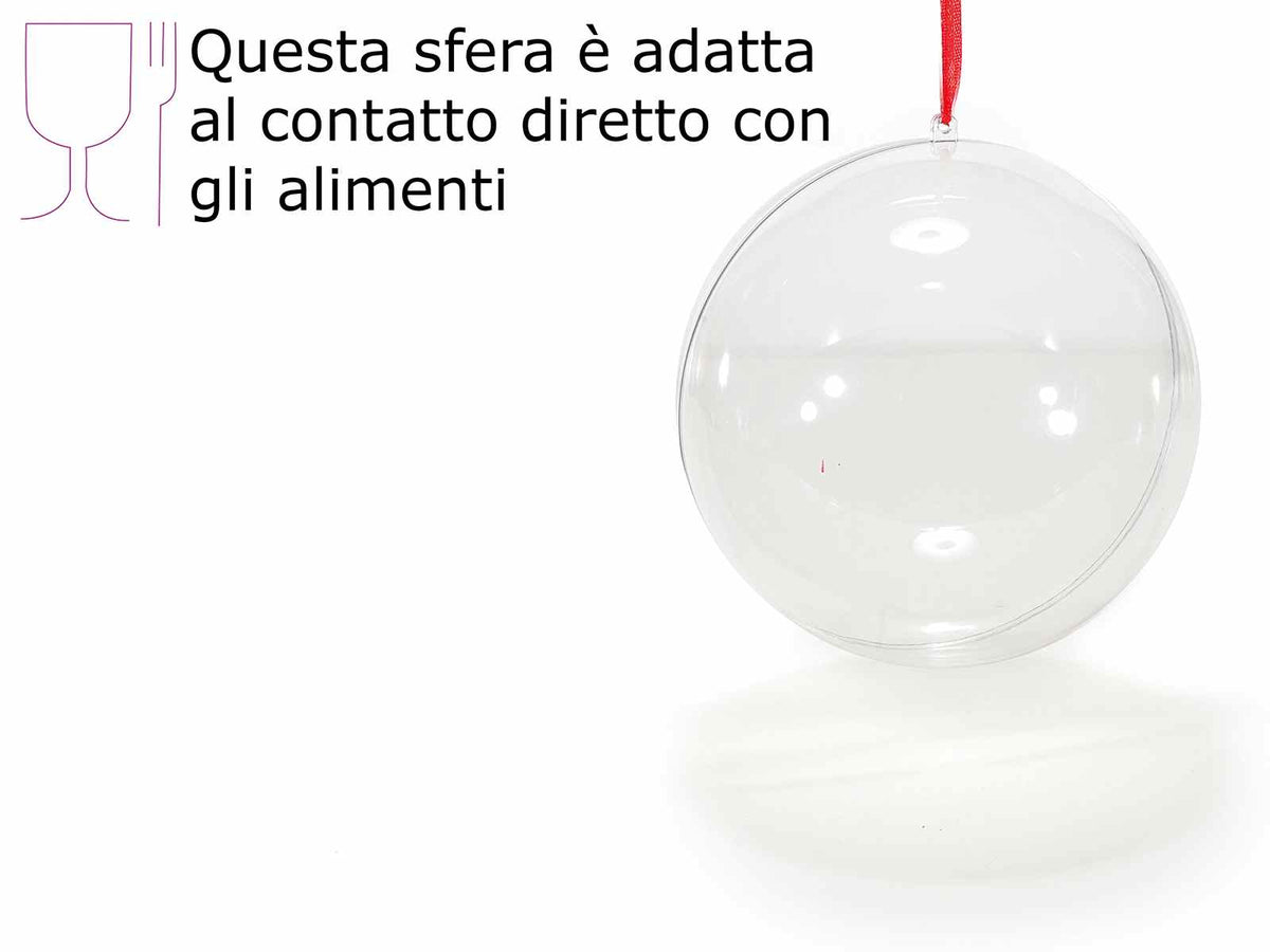Sfere / palle maxi trasparenti con nastrino, adatte al contatto, set da 6 pezzi, Ø 15,5 cm
