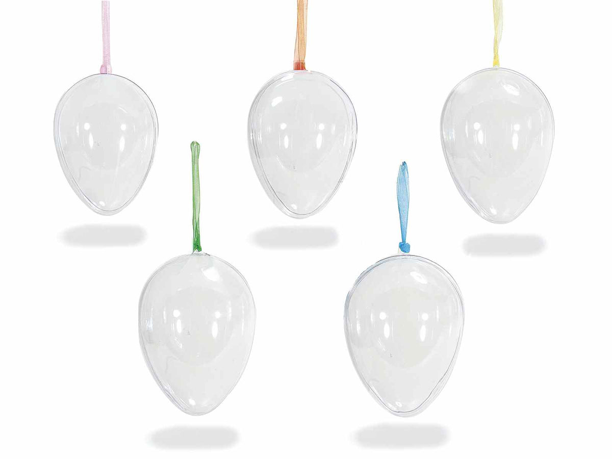 Uova trasparente apribile e riempibile con nastrino da appendere, set da 10 pezzi, Ø 9,5 cm x 13 H