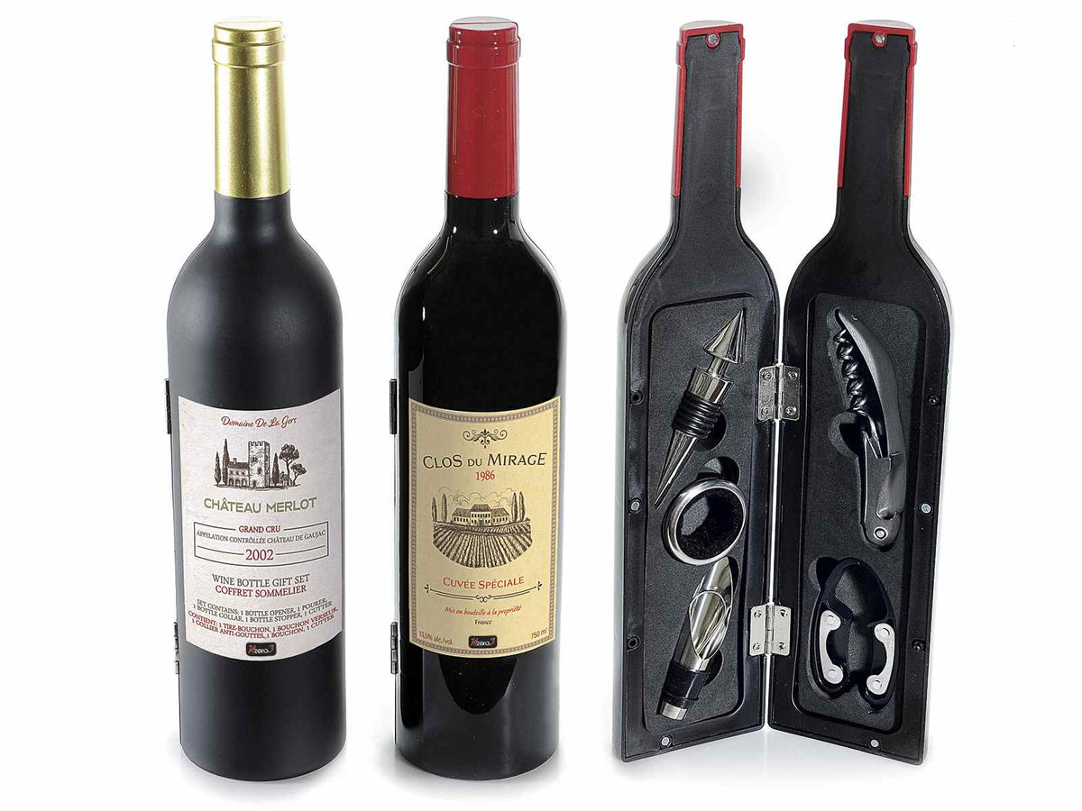 Bottiglia conaccessori da sommelier composto da tappo, salva goccia, tappo, set da 2 pezzi, Ø 7 cm x 32,5 H