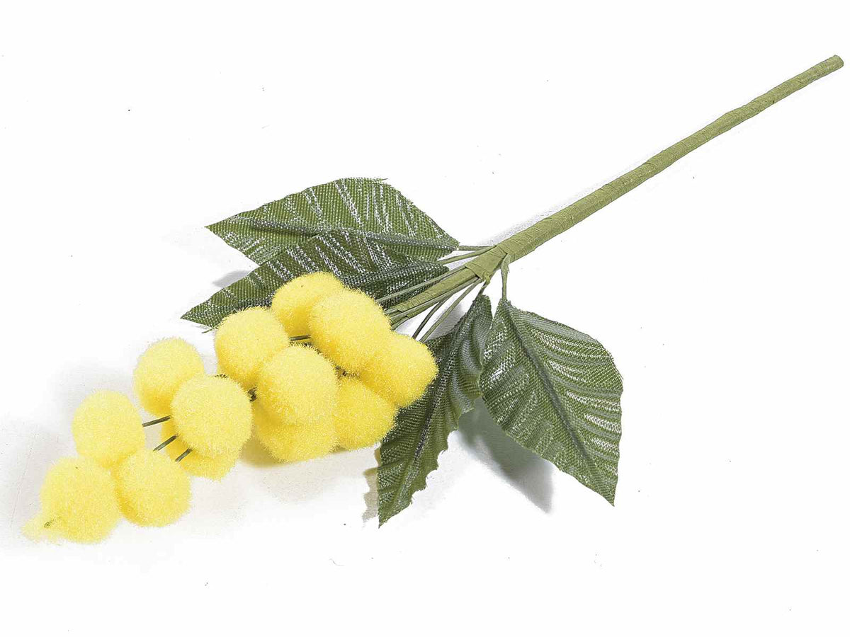Rametto di mimosa artificiale con fiori floccati, una scelta perfetta, set da 20 pezzi, cm 10 H (con gambo 20)