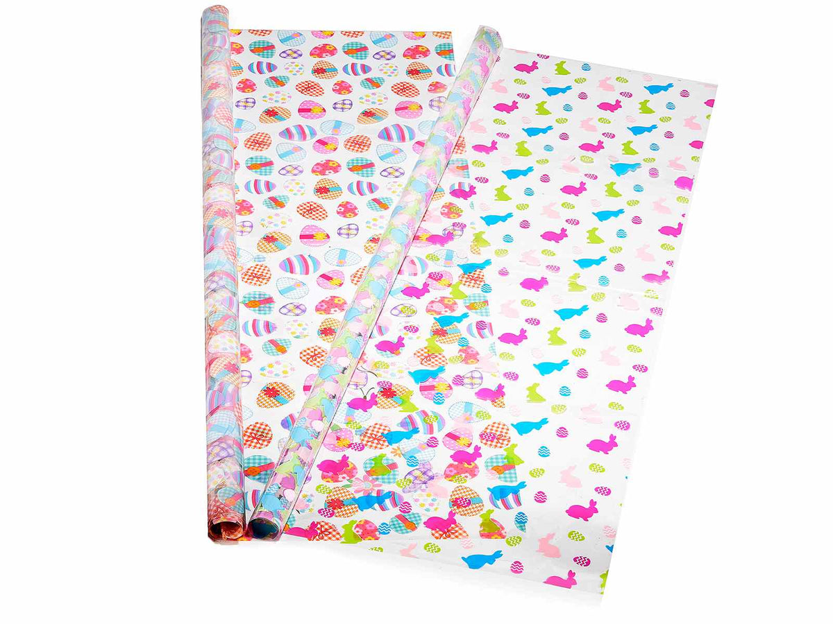 Fogli trasparenti alimentari OPP 30 micron carta regalo con decori pasquali, cm 70 x 100 H