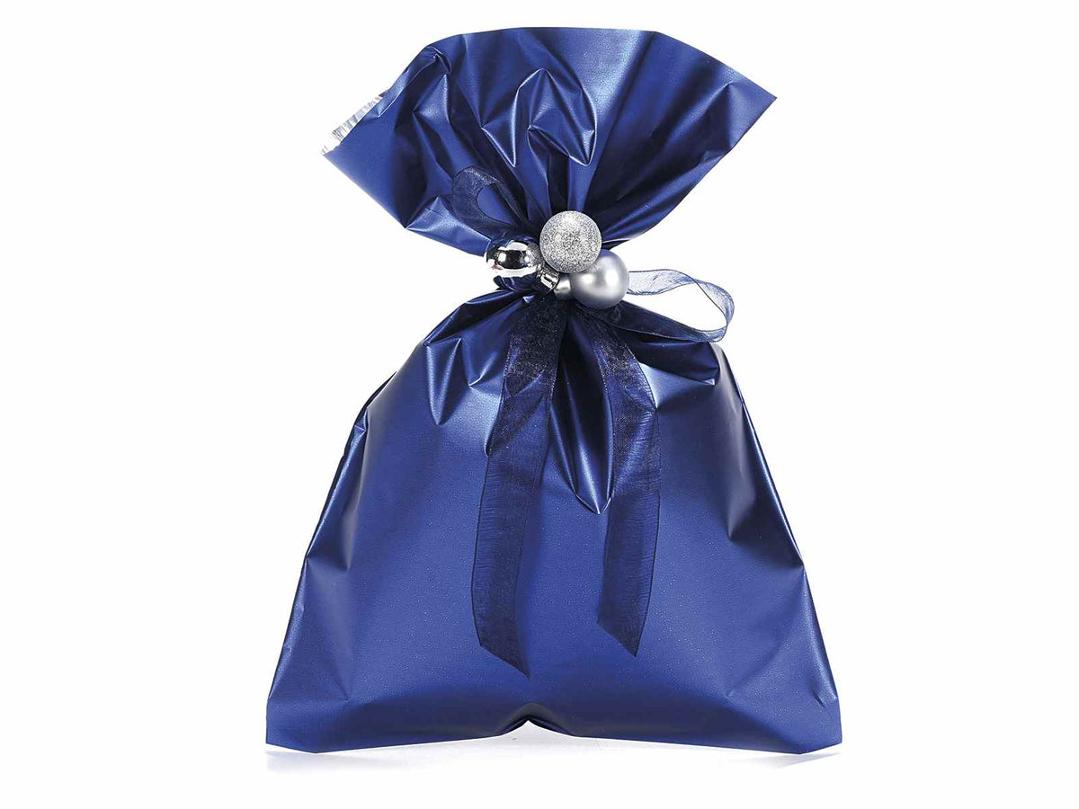 Busta a sacchetto regalo metallizzata blu opaco. Ideale per confezioni regalo, set da 100 pezzi, cm 20 x 30 H