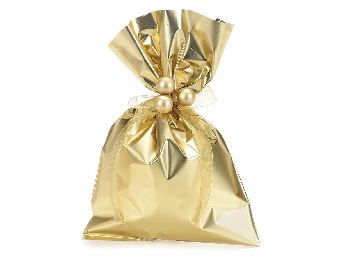 Busta a sacchetto regalo metallizzata oro opaco. Ideale per confezioni regalo, set da 100 pezzi, cm 20 x 30 H