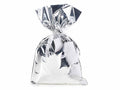 Busta a sacchetto regalo metallizzata argento lucido. Ideale per confezioni, set da 50 pezzi, cm 25 x 40 H