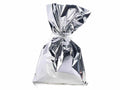 Busta a sacchetto regalo metallizzata argento lucido. Ideale per confezioni, set da 50 pezzi, cm 30 x 50 H