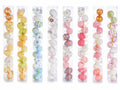 Mini uova pasquali decorative in plastica dipinte a mano da appendere in tubo, set da 8 pezzi, Ø 3 cm x 4 H