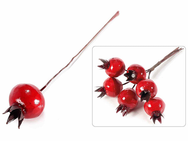 Bacche artificiali rosse pick con gambo modellabile, set da 120 pezzi, Ø 2,4 cm x 12 H