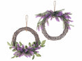 Ghirlande con lavanda artificiale da appendere in legno, set da 2 pezzi, Ø 25 cm