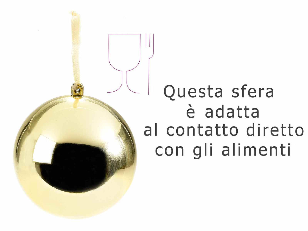 Sfere piccole lucide apribili oro con nastrino da appendere all'albero, set da 20 pezzi, Ø 8 cm