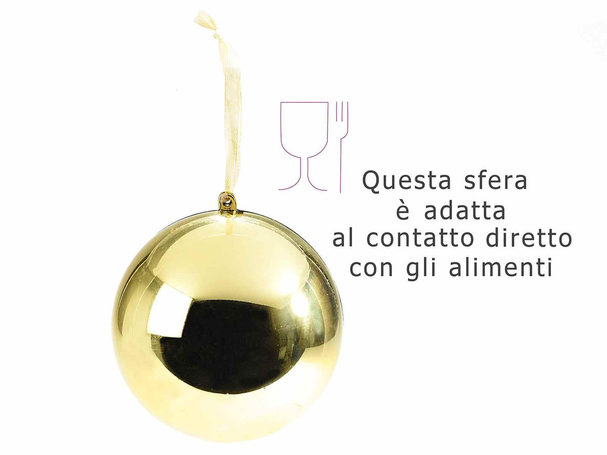 Sfere medie lucide apribili oro con nastrino da appendere all'albero, set da 10 pezzi, Ø 10 cm