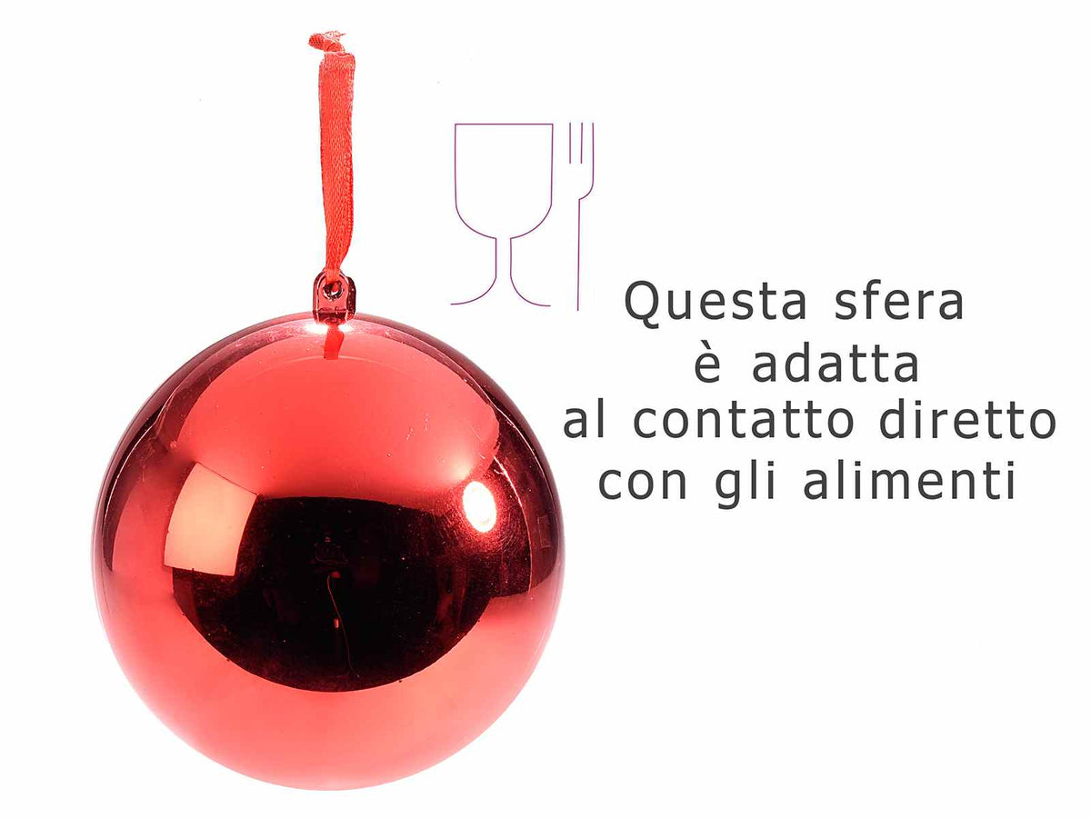 Sfere medie lucide apribili rosso con nastrino da appendere all'albero, set da 10 pezzi, Ø 10 cm