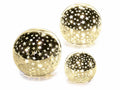 Lampade di Natale / sfere dorate con stelle e luce led bianco caldo e timer, Grande: Ø 15 cm x 14 H
