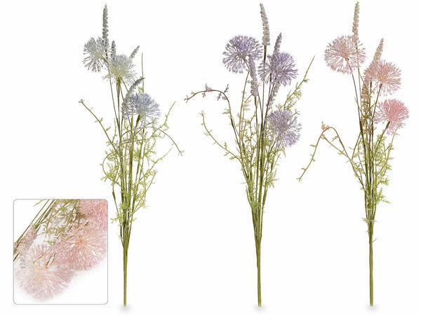 Mazzi di fiori artificiali denti di leone e spiga selvatica, set da 6 pezzi, cm 43 H (con gambo 60)