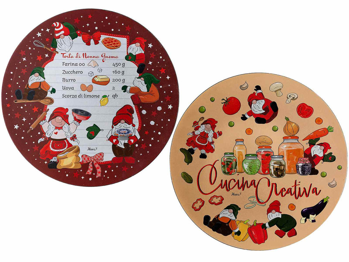 Sottopiatto di Natale con stampa gnomi e scritta Merry Christmas realizzato, set da 12 pezzi, Ø 33 cm