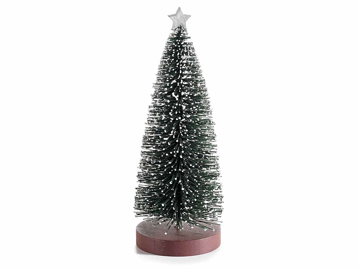 Set di 10 alberi di Natale artificiali innevati con stella argentata, Ø 6,5 cm x 18 H