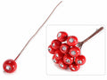 Bacche rosse artificiali con brillantini e gambi modellabili, set da 144 pezzi, Ø 1,5 cm x 13 H
