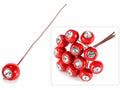 Bacche rosse grandi con diamante e gambo modellabile, set da 144 pezzi, Ø 2 cm x 13 H